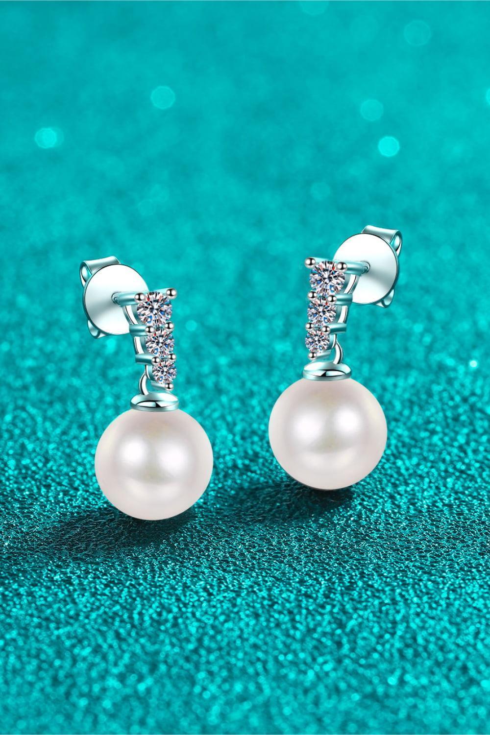 Profound Love Moissanite Pearl Drop Earrings - MXSTUDIO.COM