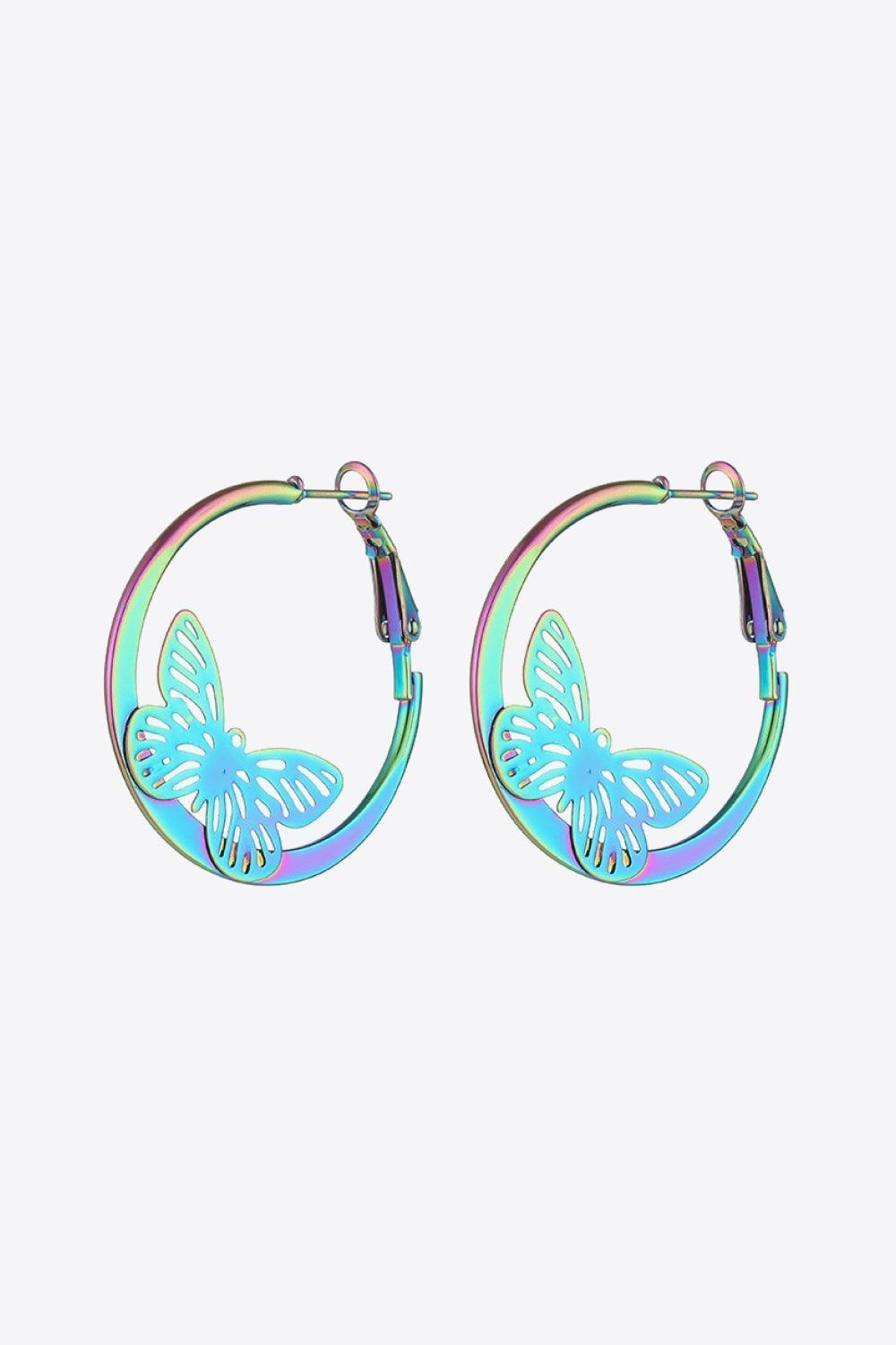 Promising Multicolored Huggie Butterfly Earrings - MXSTUDIO.COM