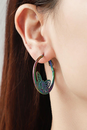 Promising Multicolored Huggie Butterfly Earrings - MXSTUDIO.COM