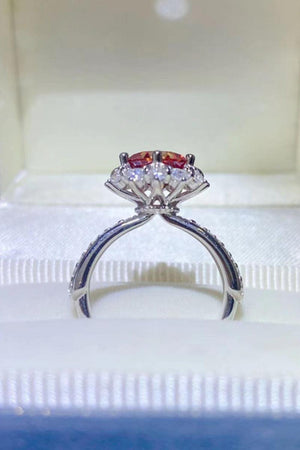 Promising Zircon Accent Halo 2 Carat Moissanite Ring - MXSTUDIO.COM