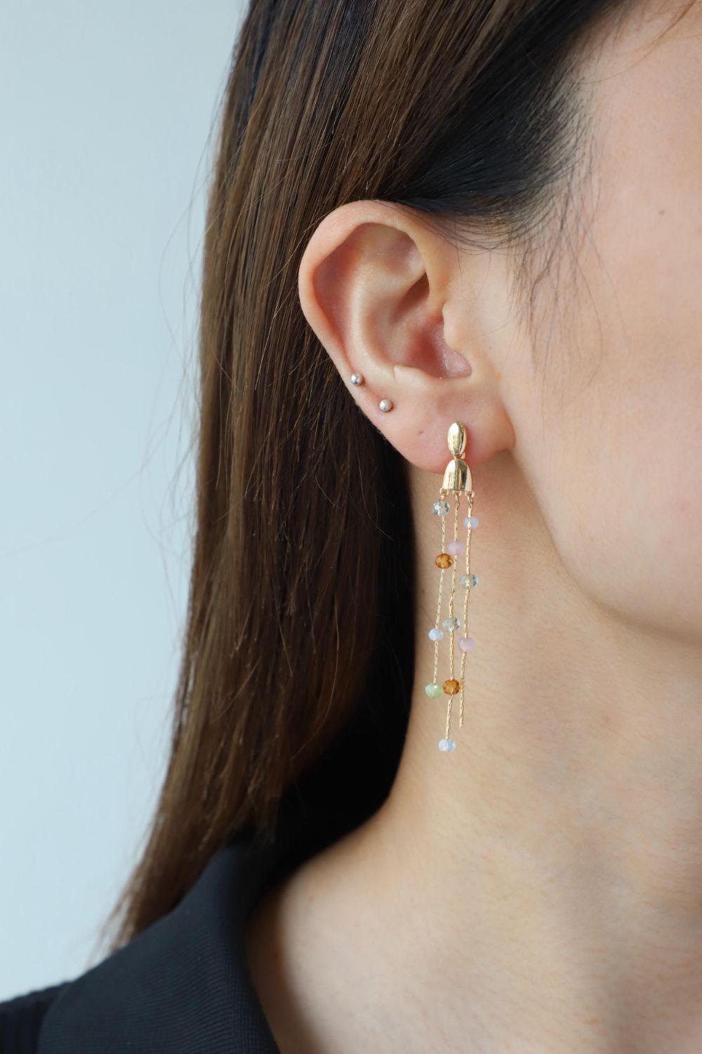 Pulsating Long Chain Multicolor Beaded Earrings - MXSTUDIO.COM