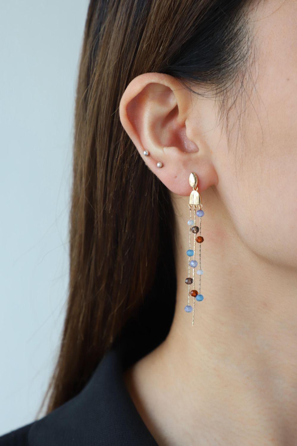 Pulsating Long Chain Multicolor Beaded Earrings - MXSTUDIO.COM