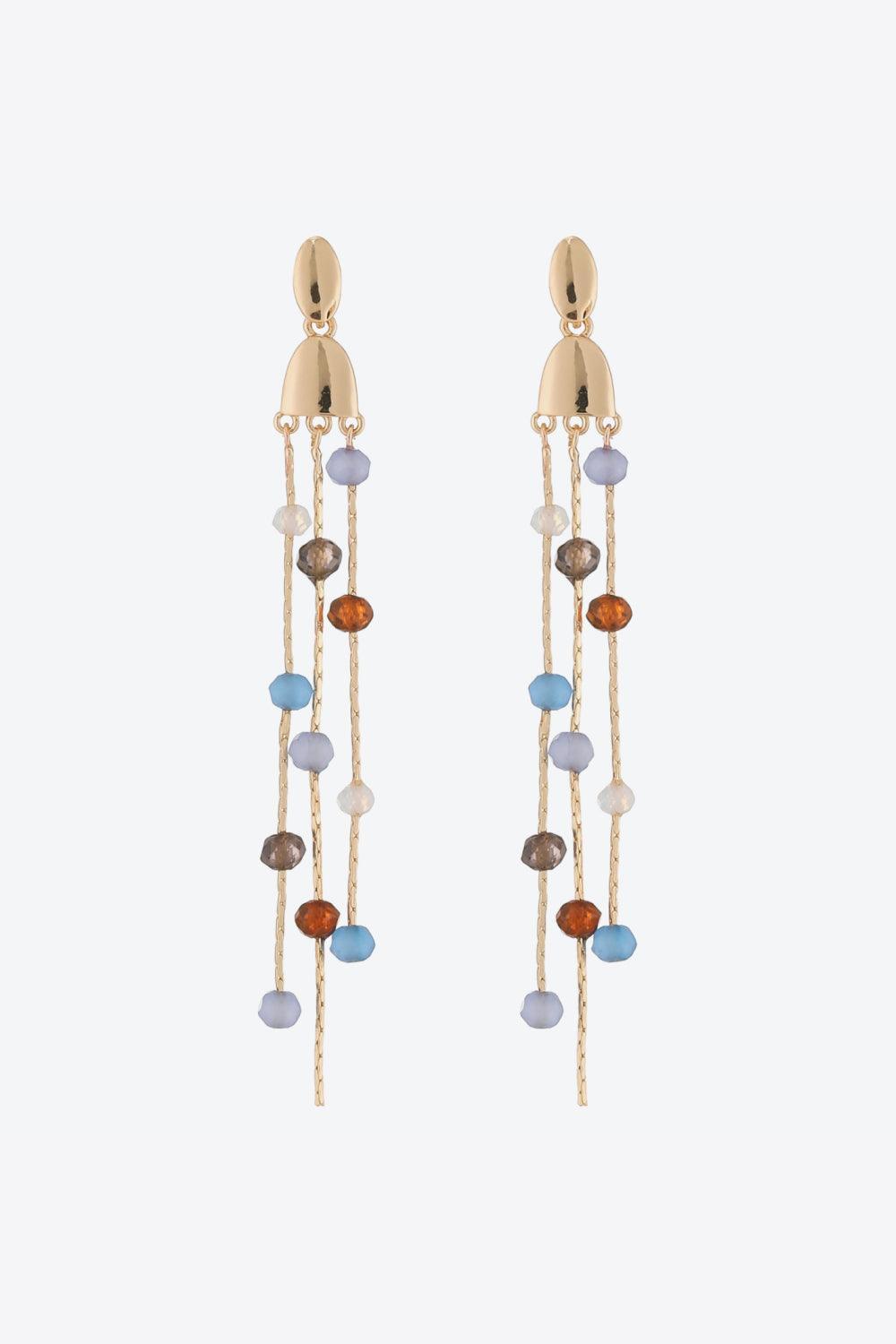 Pulsating Long Chain Multicolor Beaded Earrings - MXSTUDIO.COM