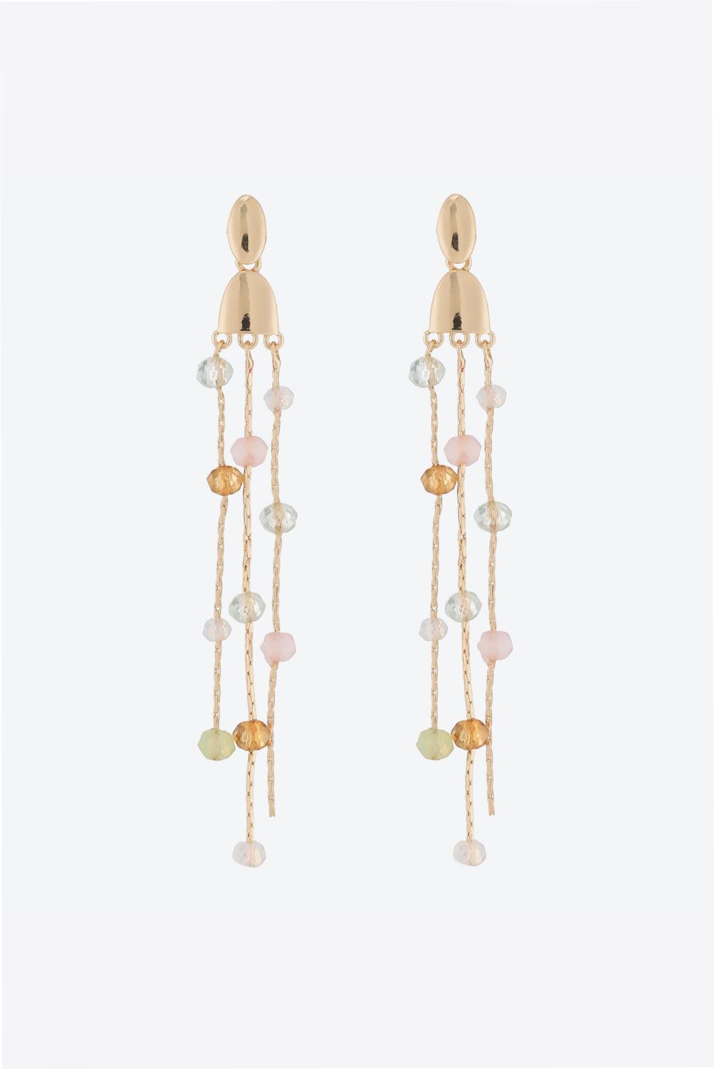 Pulsating Long Chain Multicolor Beaded Earrings - MXSTUDIO.COM