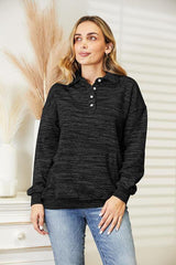 Quarter-Button Women's Collared Sweatshirt - MXSTUDIO.COM