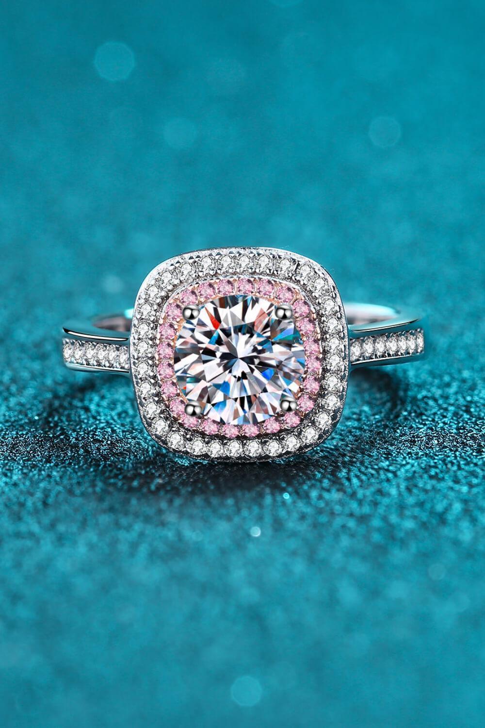 Radiant 1 Carat Moissanite Encrusted Halo Ring - MXSTUDIO.COM