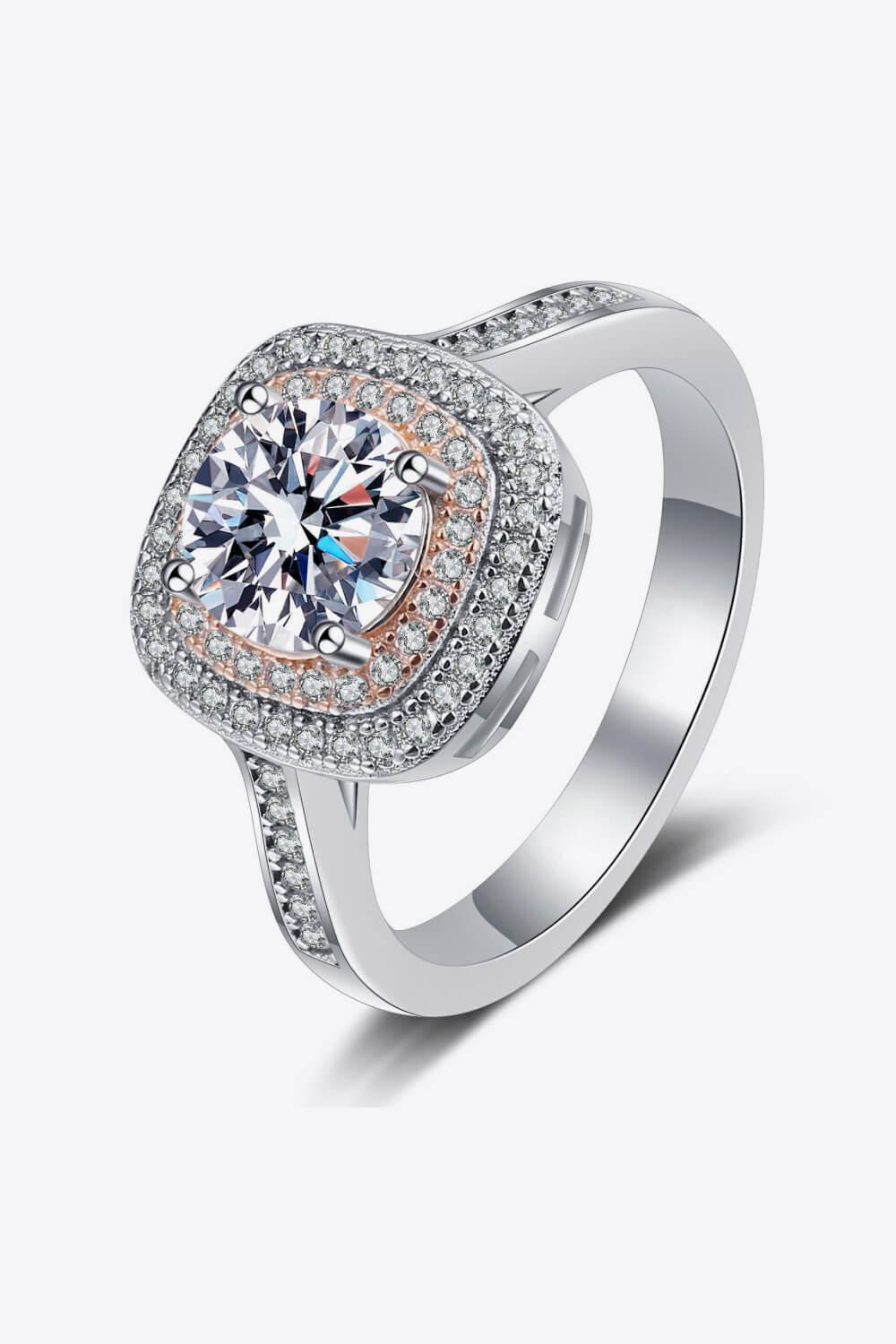 Radiant 1 Carat Moissanite Encrusted Halo Ring - MXSTUDIO.COM