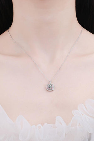 Radiant 1 Carat Moissanite Encrusted Pendant Necklace - MXSTUDIO.COM