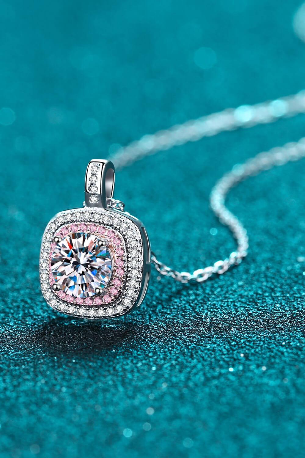 Radiant 1 Carat Moissanite Encrusted Pendant Necklace - MXSTUDIO.COM