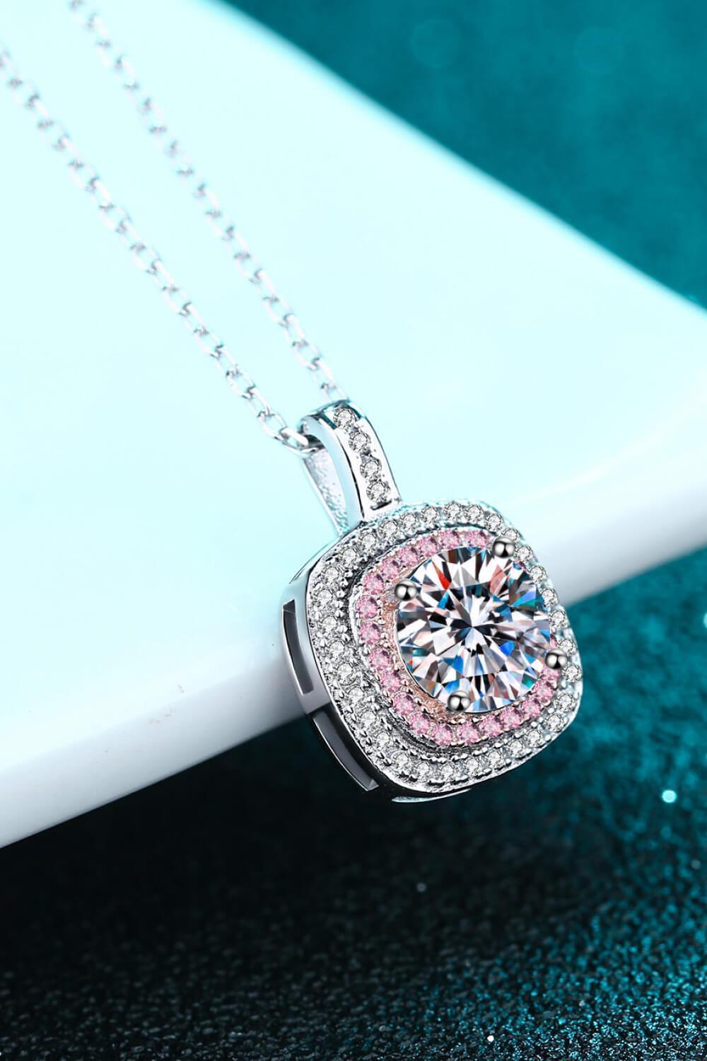 Radiant 1 Carat Moissanite Encrusted Pendant Necklace - MXSTUDIO.COM