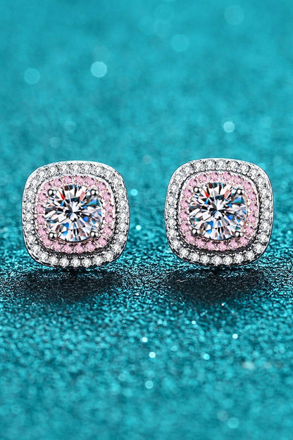 Radiant 1 Carat Moissanite Encrusted Stud Earrings - MXSTUDIO.COM