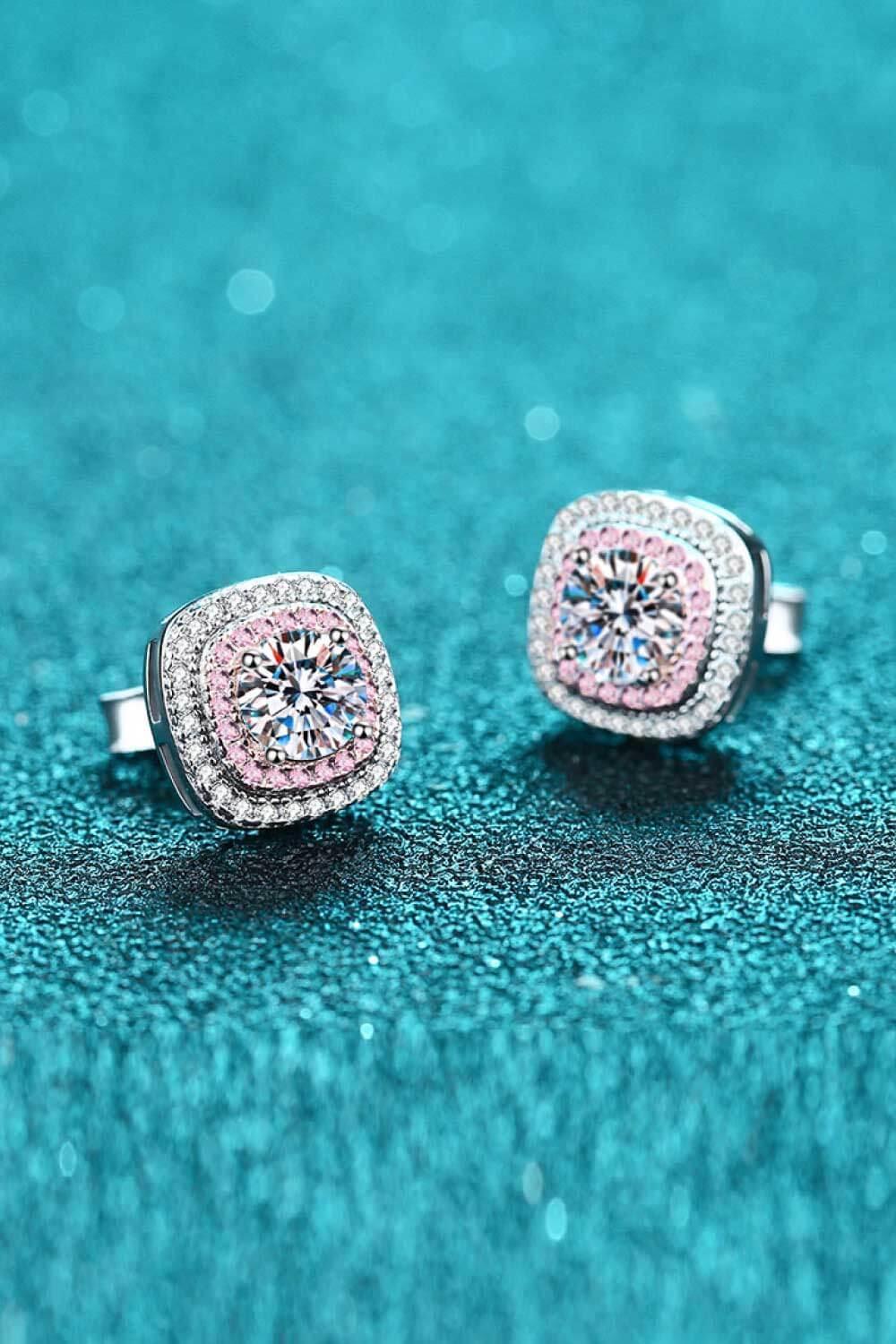 Radiant 1 Carat Moissanite Encrusted Stud Earrings - MXSTUDIO.COM