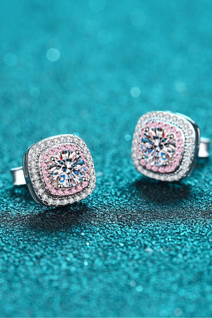 Radiant 1 Carat Moissanite Encrusted Stud Earrings - MXSTUDIO.COM