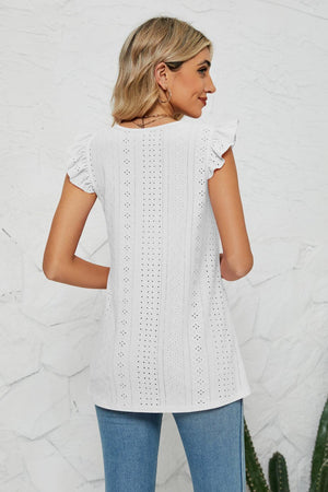 Radiant Aura Cap Sleeves Eyelet Top - MXSTUDIO.COM