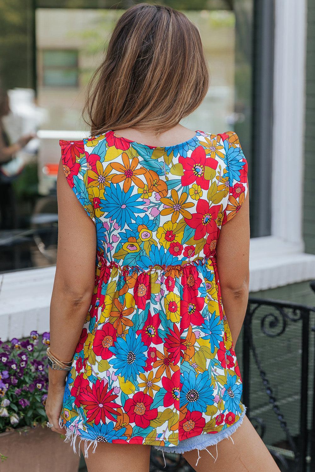 a woman in a colorful dress walking down the street