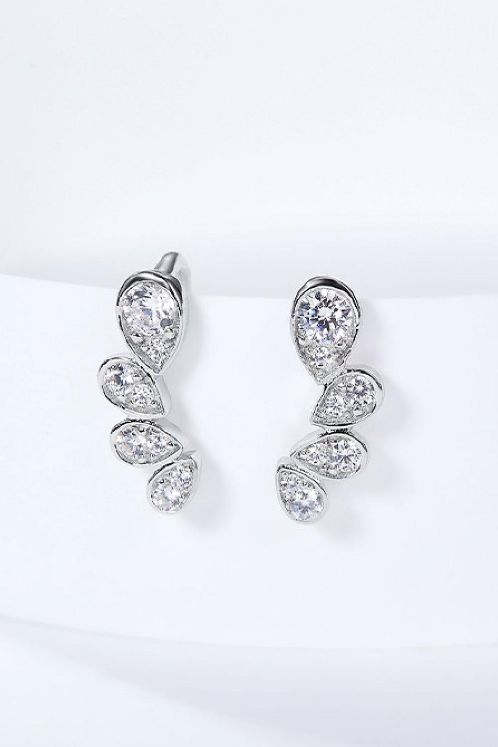 Radiant Future Platinum-Plated Moissanite Pear Earrings - MXSTUDIO.COM