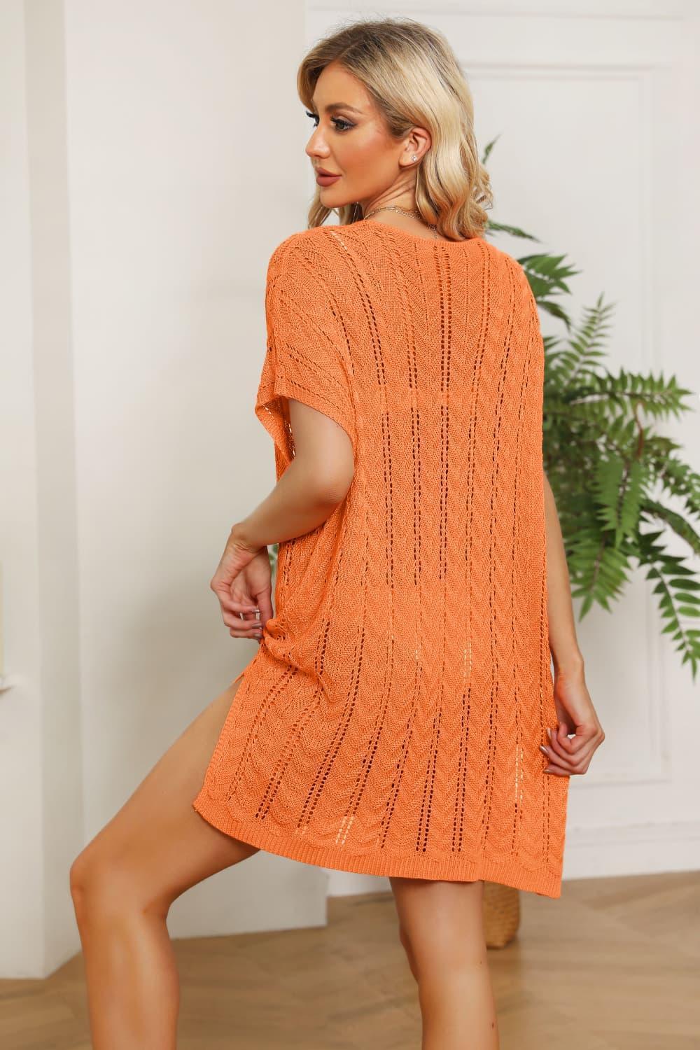 Radiant Glow Crochet Knit Short Sleeve Cover Up - MXSTUDIO.COM