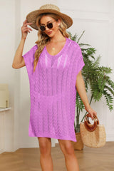 Radiant Glow Crochet Knit Short Sleeve Cover Up - MXSTUDIO.COM