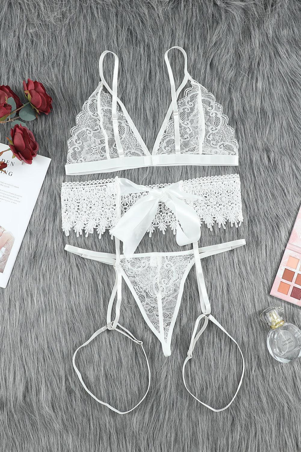 Radiant Glow White Lace Lingerie Set - MXSTUDIO.COM