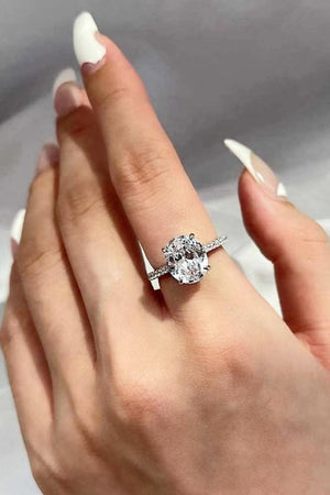 Radiant Platinum-Plated 2 Carat Oval Moissanite Ring - MXSTUDIO.COM