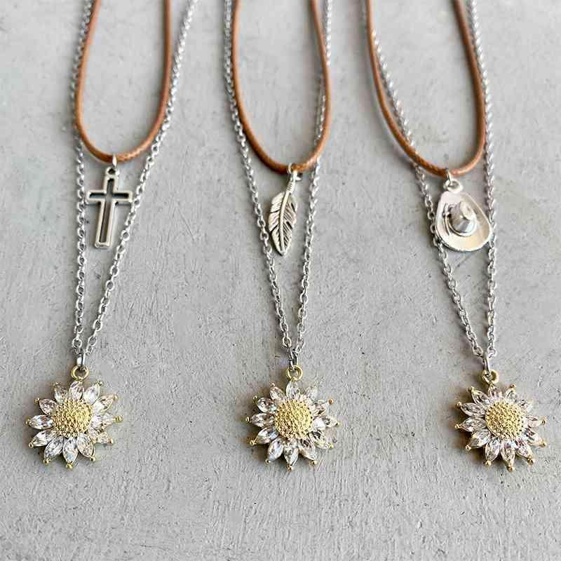 Radiate Beauty Sunflower Pendant Necklace Set-MXSTUDIO.COM