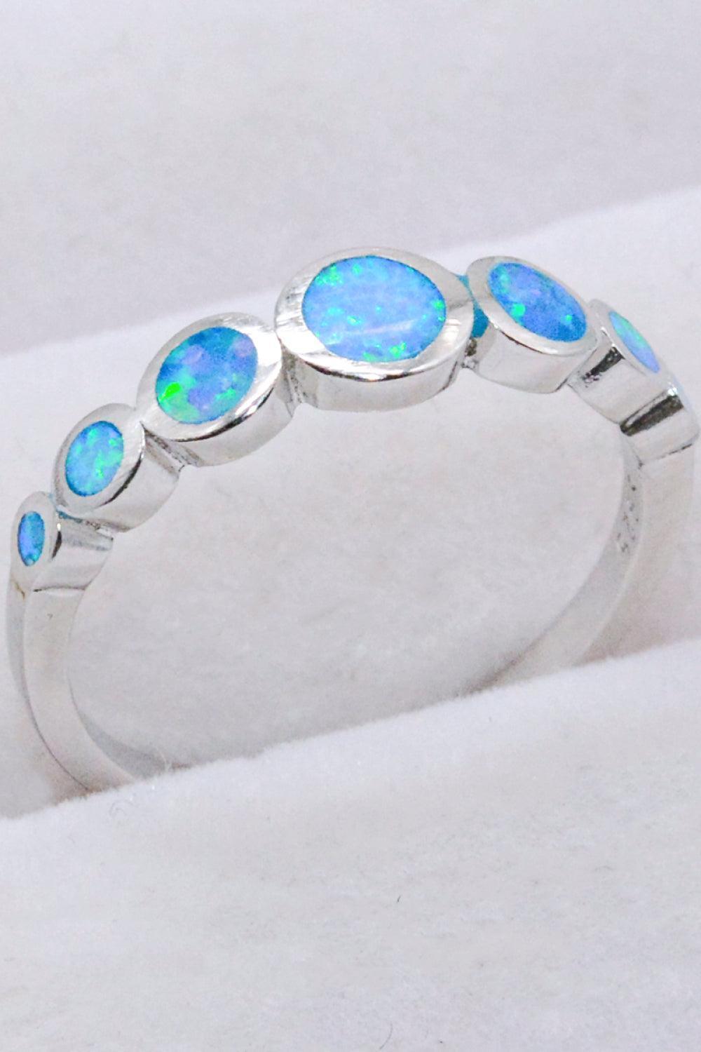 Radiate Love Platinum Plated Sterling Silver Opal Ring - MXSTUDIO.COM