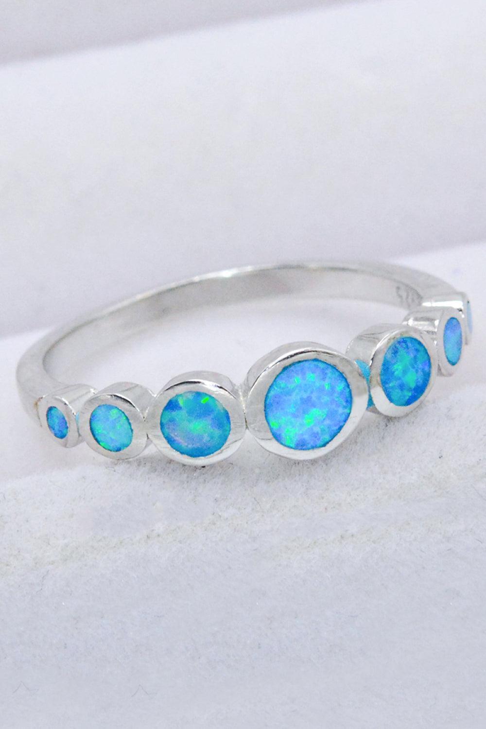 Radiate Love Platinum Plated Sterling Silver Opal Ring - MXSTUDIO.COM