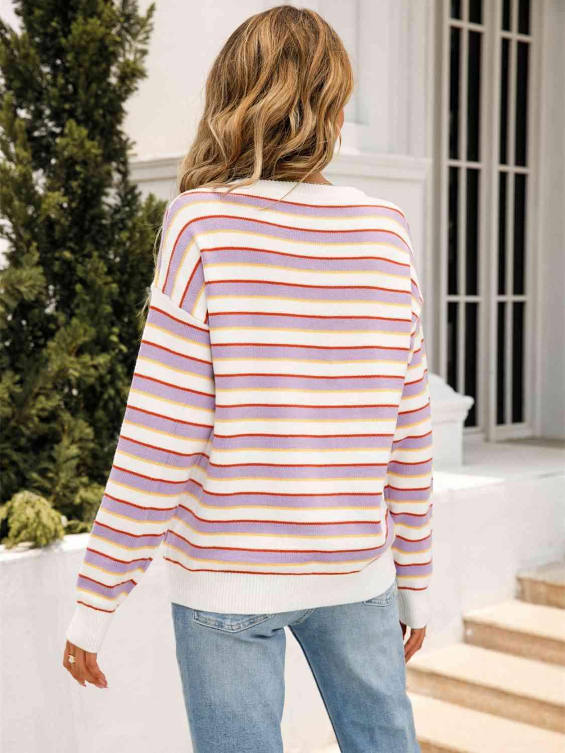 Radiate Warmth And Positivity Striped Knit Sweater - MXSTUDIO.COM