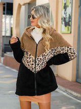 Raging Warmth Leopard Hooded Teddy Jacket-MXSTUDIO.COM