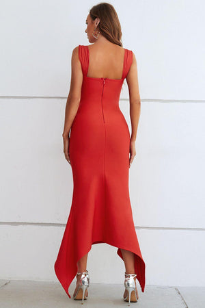 Rare Beauty Ruched Asymmetrical Hem Dress - MXSTUDIO.COM