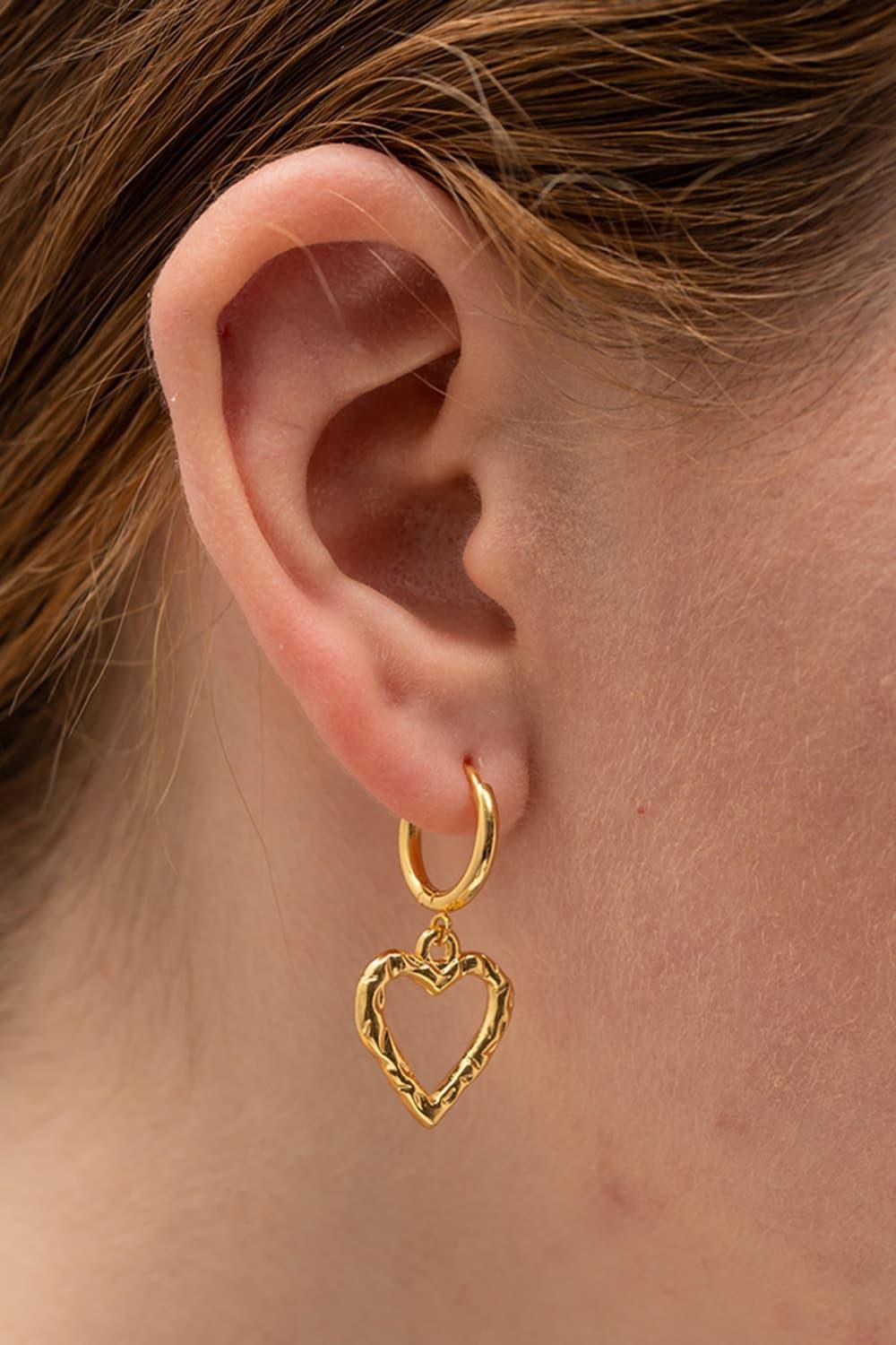 Ravishing 18K Gold-Plated Heart Drop Earrings - MXSTUDIO.COM