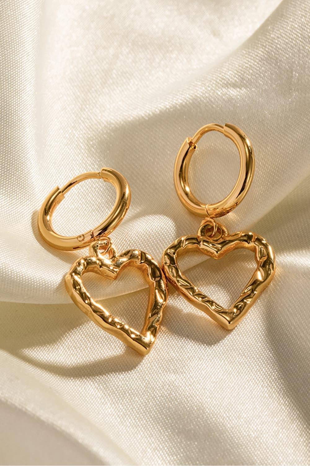 Ravishing 18K Gold-Plated Heart Drop Earrings - MXSTUDIO.COM