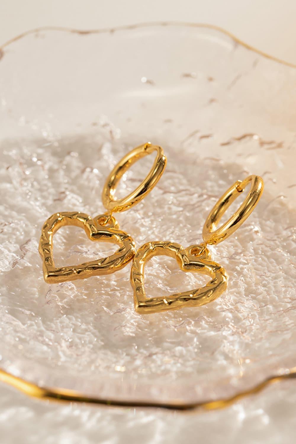 Ravishing 18K Gold-Plated Heart Drop Earrings - MXSTUDIO.COM