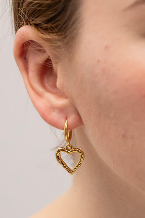 Ravishing 18K Gold-Plated Heart Drop Earrings - MXSTUDIO.COM