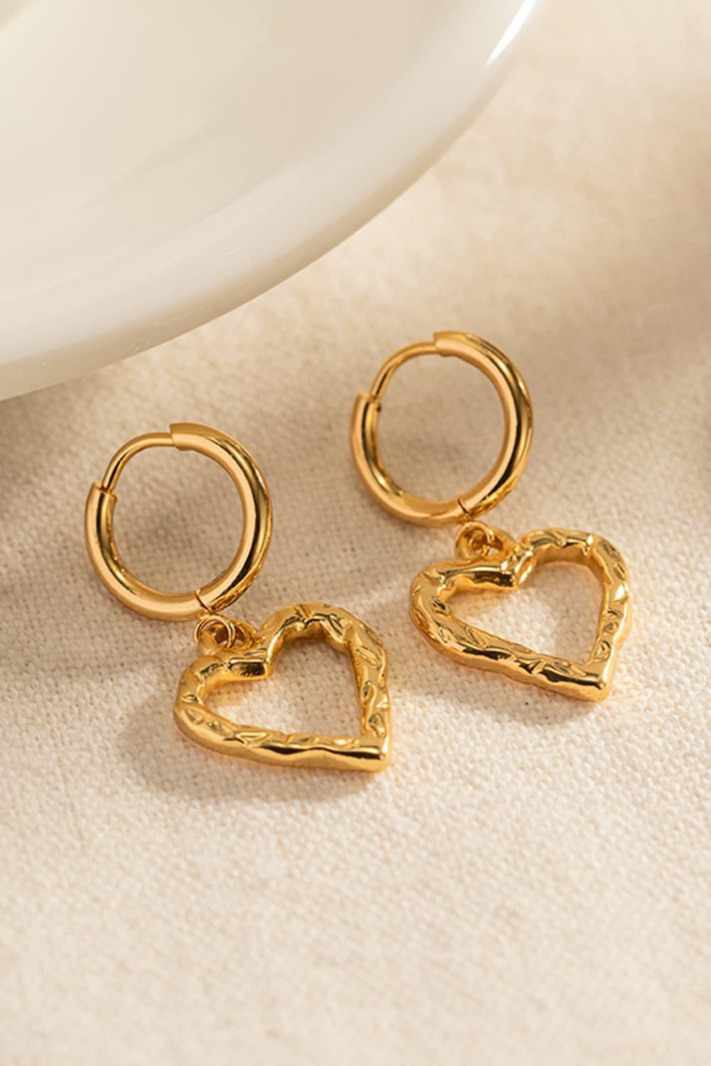 Ravishing 18K Gold-Plated Heart Drop Earrings - MXSTUDIO.COM