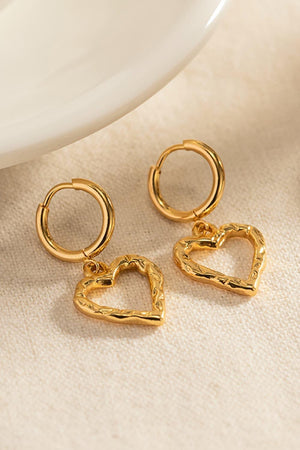 Ravishing 18K Gold-Plated Heart Drop Earrings - MXSTUDIO.COM