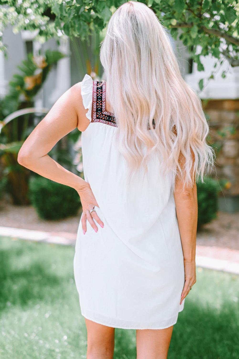 Raw And Pure White Sleeveless Mini Dress - MXSTUDIO.COM