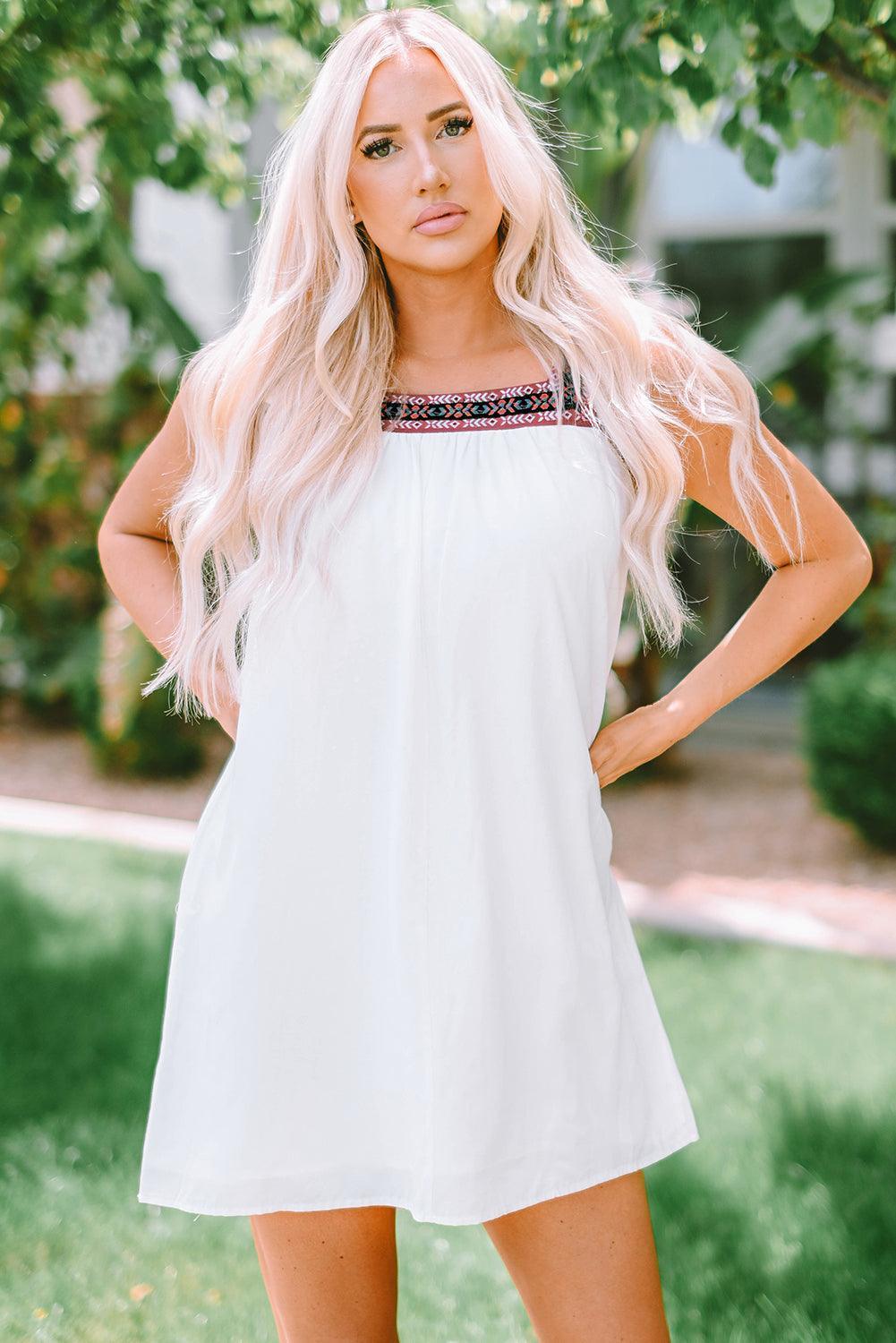 Raw And Pure White Sleeveless Mini Dress - MXSTUDIO.COM