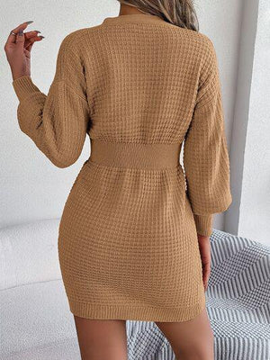 Ready For A Spree Cable Knit Mini Sweater Dress-MXSTUDIO.COM