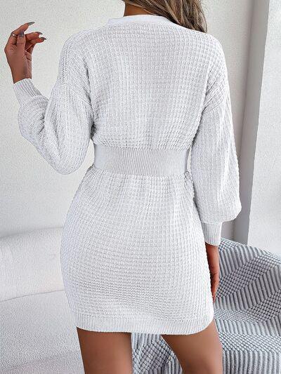 Ready For A Spree Cable Knit Mini Sweater Dress-MXSTUDIO.COM