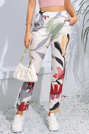 Ready To Go Straight Leg Floral Crop Pants - MXSTUDIO.COM