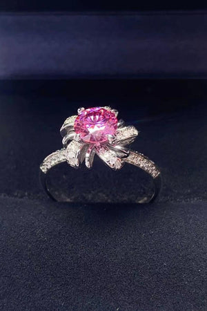 Recognize Life Flower-Shaped Pink 1 Carat Moissanite Ring - MXSTUDIO.COM