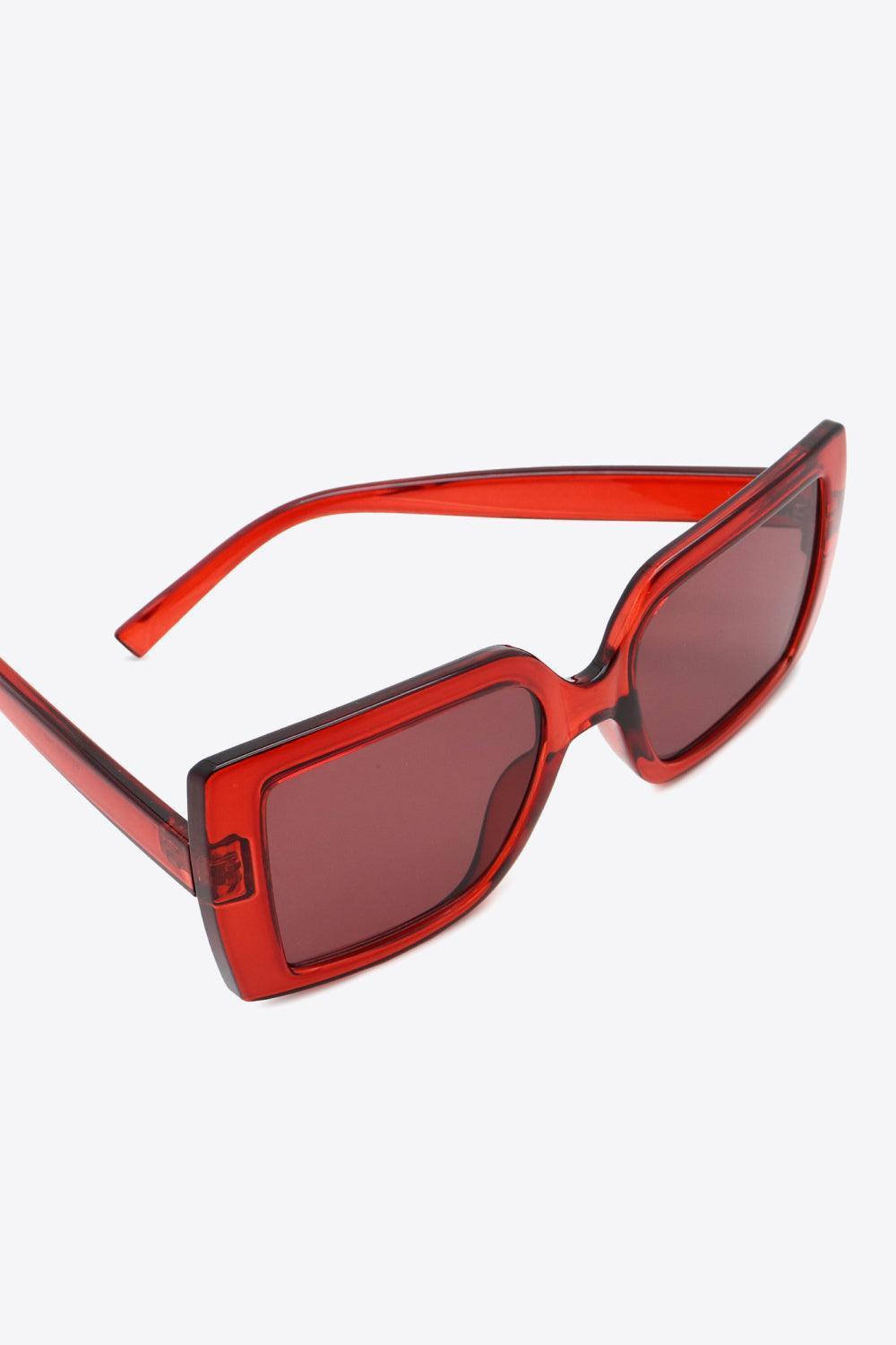 Red Frame Square Shape Acetate Sunglasses - MXSTUDIO.COM