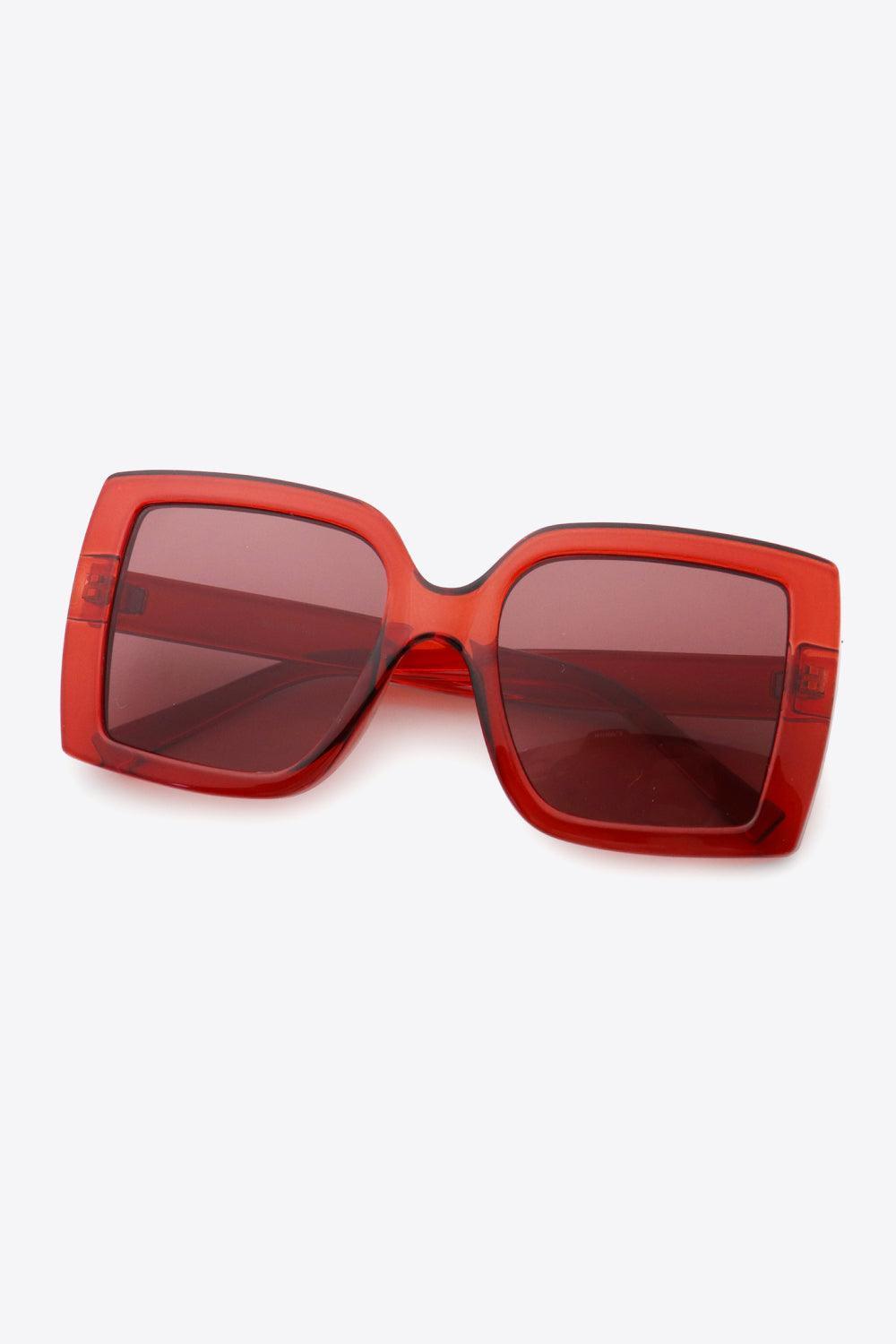 Red Frame Square Shape Acetate Sunglasses - MXSTUDIO.COM