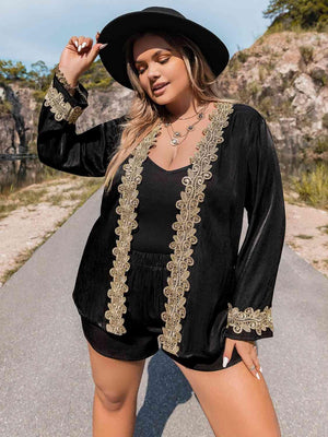 Redefine Your Style Long Sleeve Top Plus Size Shorts Set - MXSTUDIO.COM