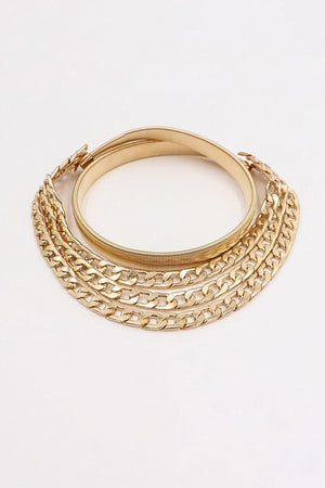 Refine A Look Women's Metal Triple Layered Chain Belt - MXSTUDIO.COM