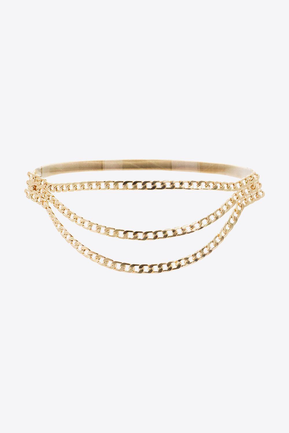 Refine A Look Women's Metal Triple Layered Chain Belt - MXSTUDIO.COM