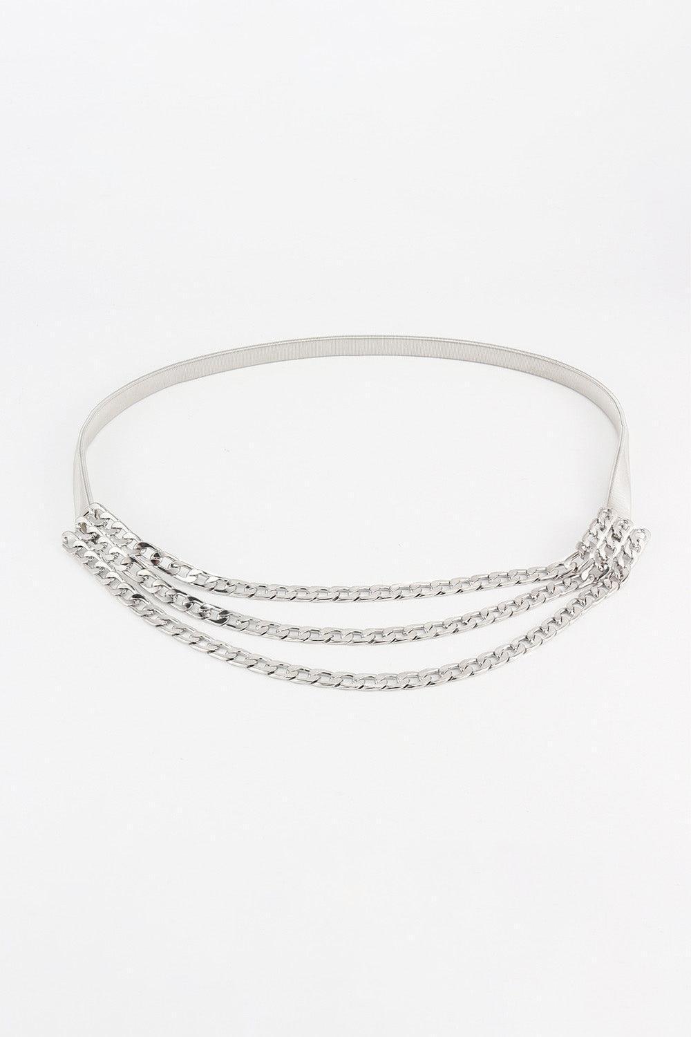 Refine A Look Women's Metal Triple Layered Chain Belt - MXSTUDIO.COM