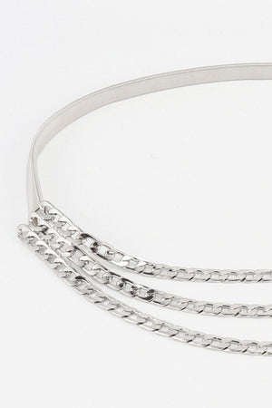 Refine A Look Women's Metal Triple Layered Chain Belt - MXSTUDIO.COM