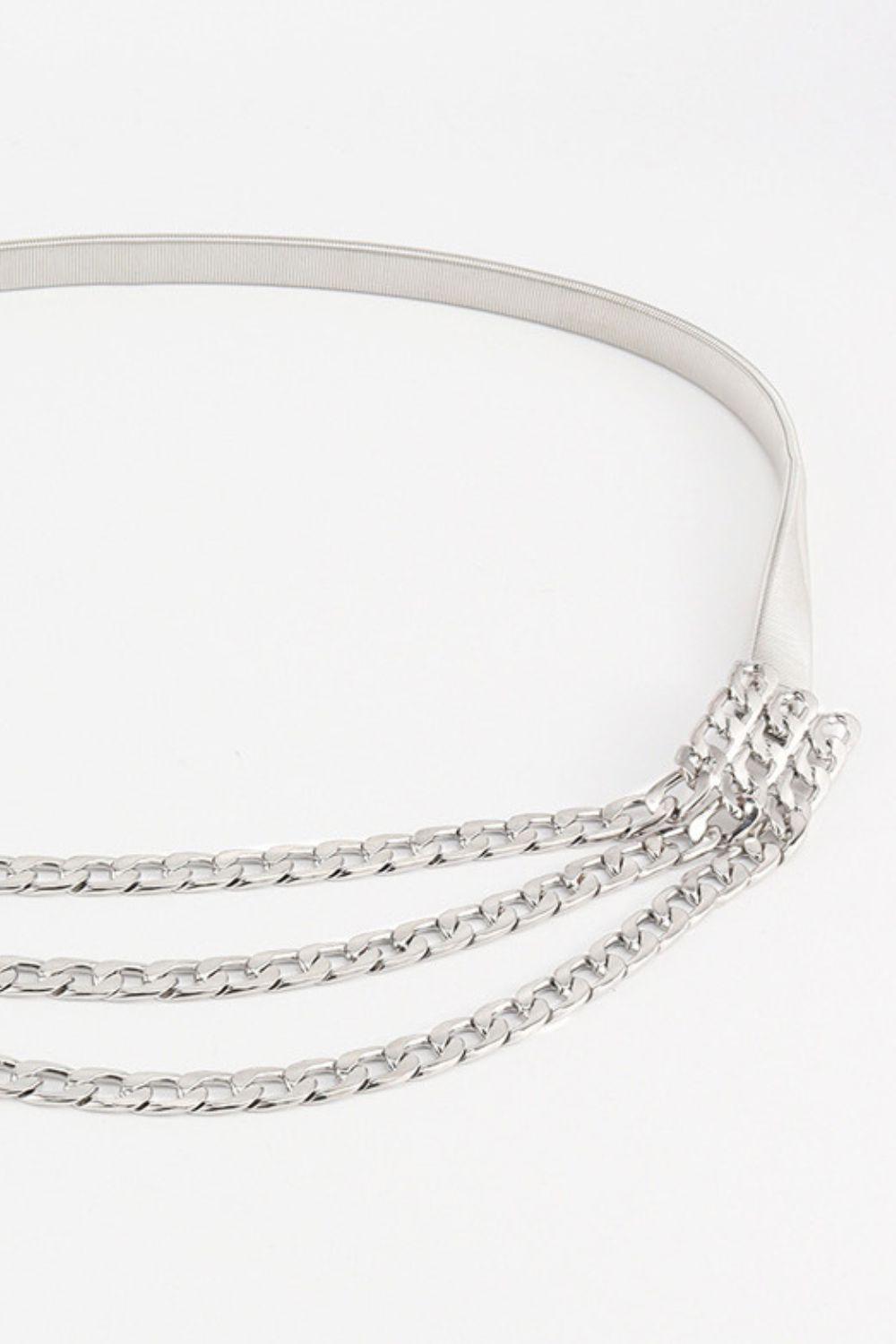 Refine A Look Women's Metal Triple Layered Chain Belt - MXSTUDIO.COM